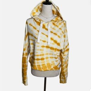 Calvin Klein Tie-Dye Yellow Cropped Hoodie - Women Tops